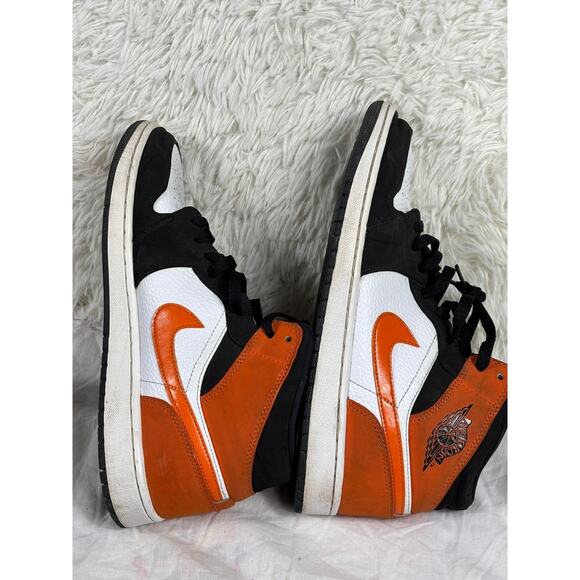 Nike Air Jordan 1 Mid Shattered Backboard Mens 10.5 Orange Black OG 554724-058 - Picture 3 of 9